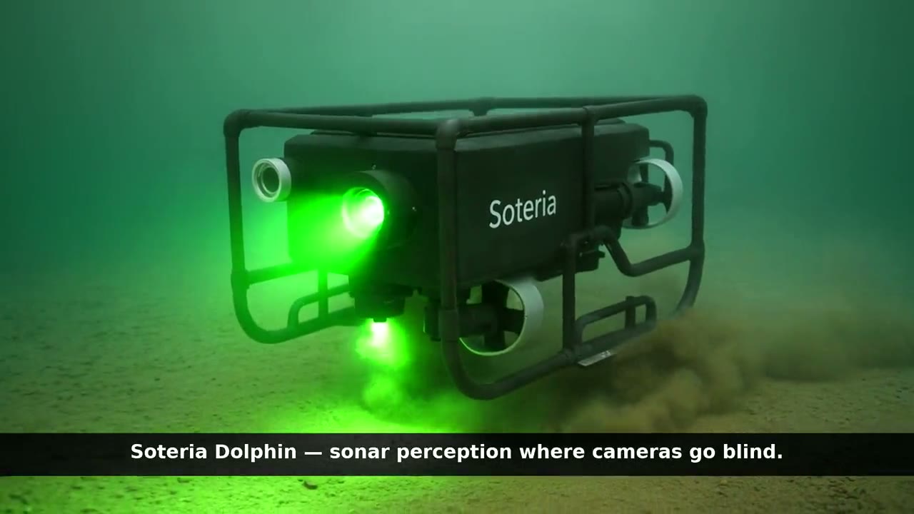 Soteria Dolphin underwater with sonar illumination